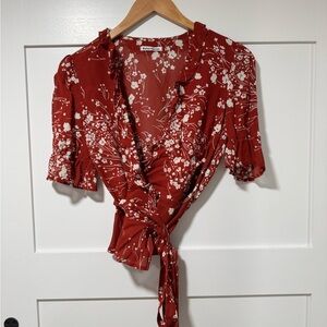 Floral Red Wrap top reformation